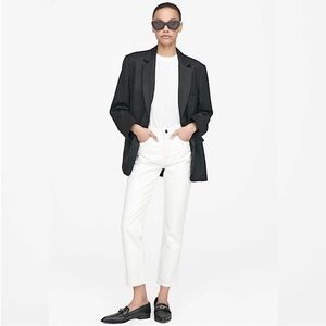 Anine Bing Sonya White Straight Leg Button-Fly Jeans